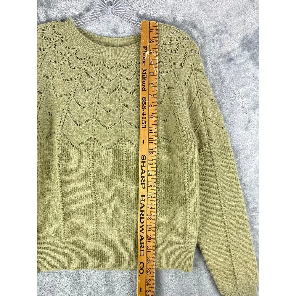 ASTR The Label‎ Dia Pointelle Sweater Medium Dusty Sage Green Quiet Luxury